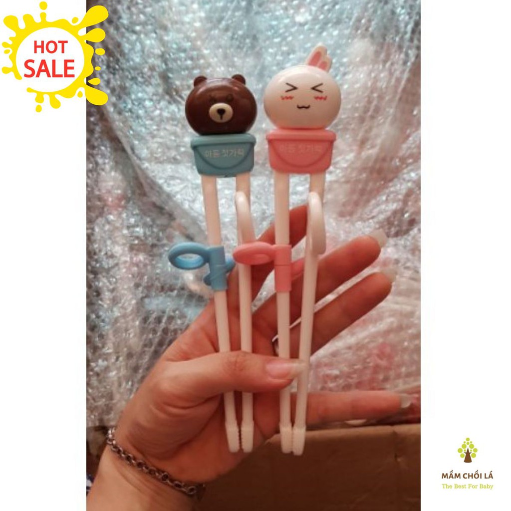 Đũa Tập Gắp 🍄𝑭𝒓𝒆𝒆𝒔𝒉𝒊𝒑🍄 Đũa Thỏ Cony và Gấu Brown Phong Cách Hàn Quốc - Mầm Chồi Lá
