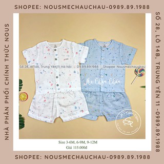 Bộ Cài Thẳng Cộc Xô Xanh Trăng Sao (Size Từ 3-6 Tháng Đến 9-12 Tháng) Nous