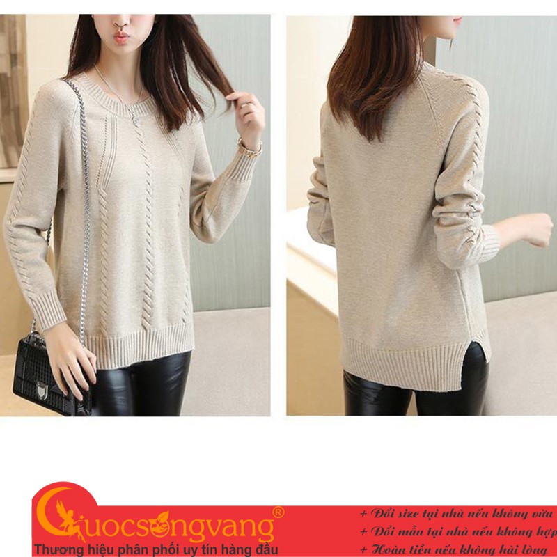 Áo len nữ dài tay áo len cổ tròn chải kỹ mã GLA284 Cuocsongvang