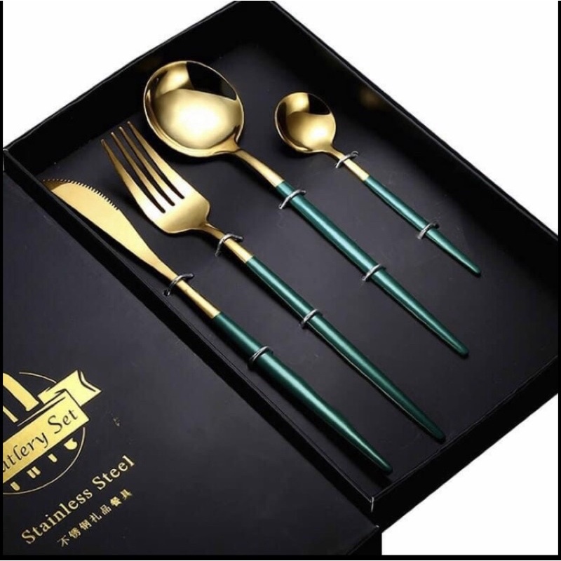 Bộ dao thìa dĩa 4 chi tiết kèm hộp siêu sang chảnh