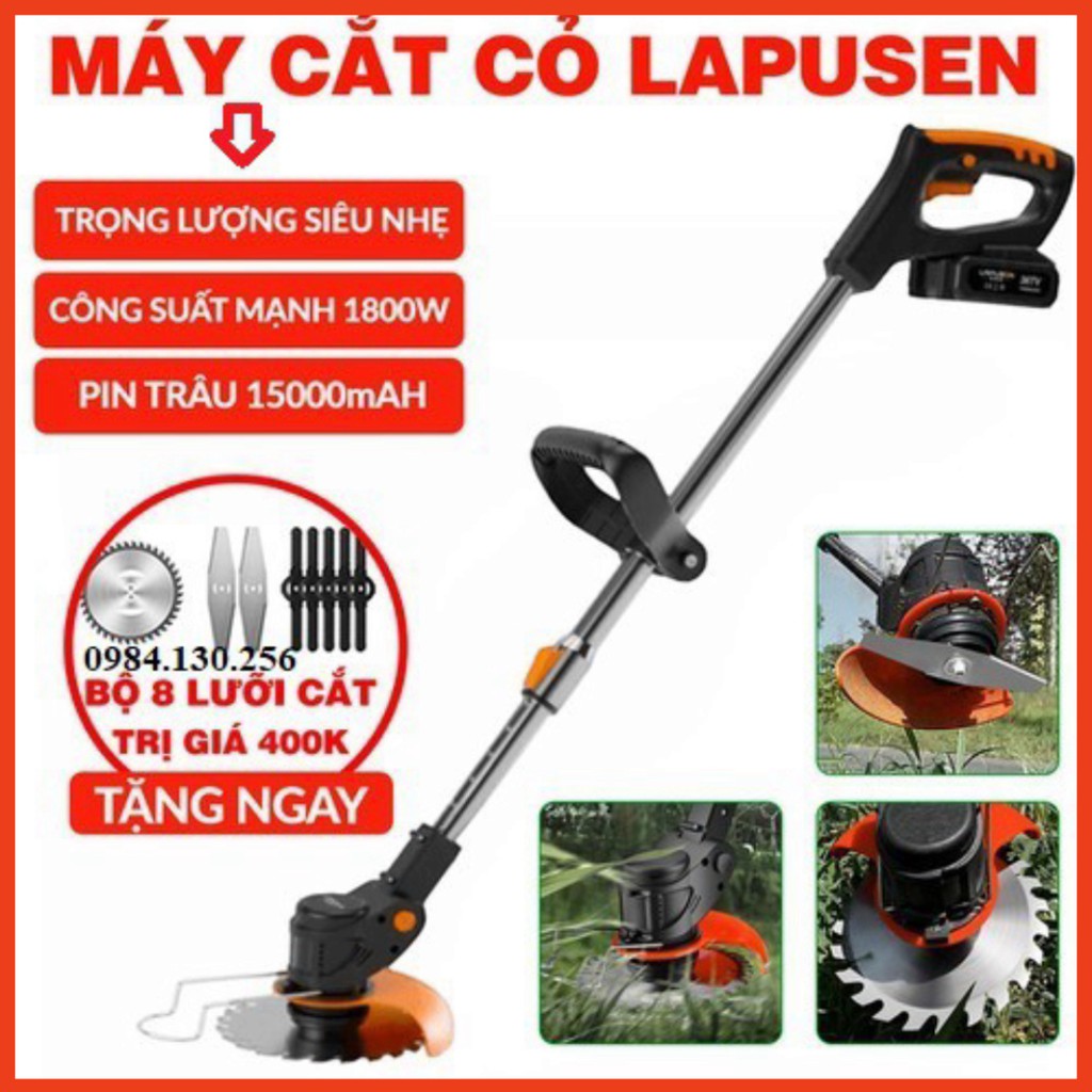 Máy cắt cỏ, tỉa cành cầm tay LAPUSEN pin khủng 15 cell, Hàng nhập khẩu cao cấp [TẶNG BỘ 8 LƯỠI CẮT]  [BH 2NĂM]