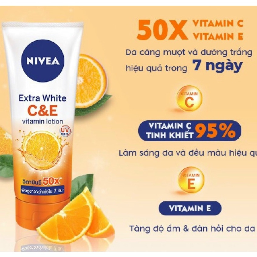 (70ml/ 180ml) Sữa dưỡng thể dưỡng trắng Nivea Extra White Vitamin Lotion