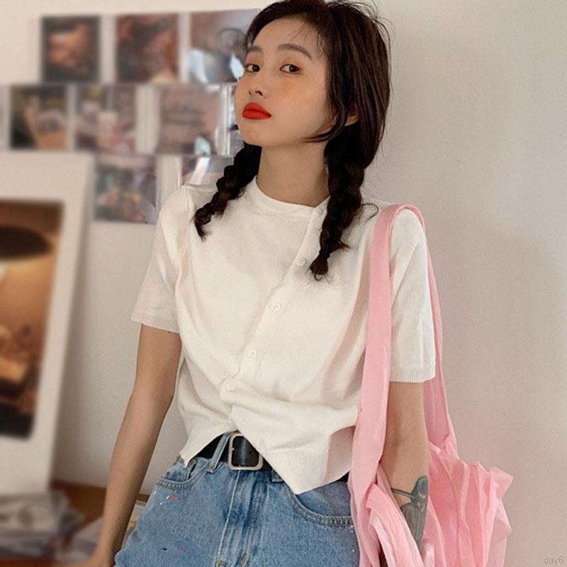 Áo Len Lửng Ngắn Tay Phong Cách Hàn Quốc Dành Cho Nữ