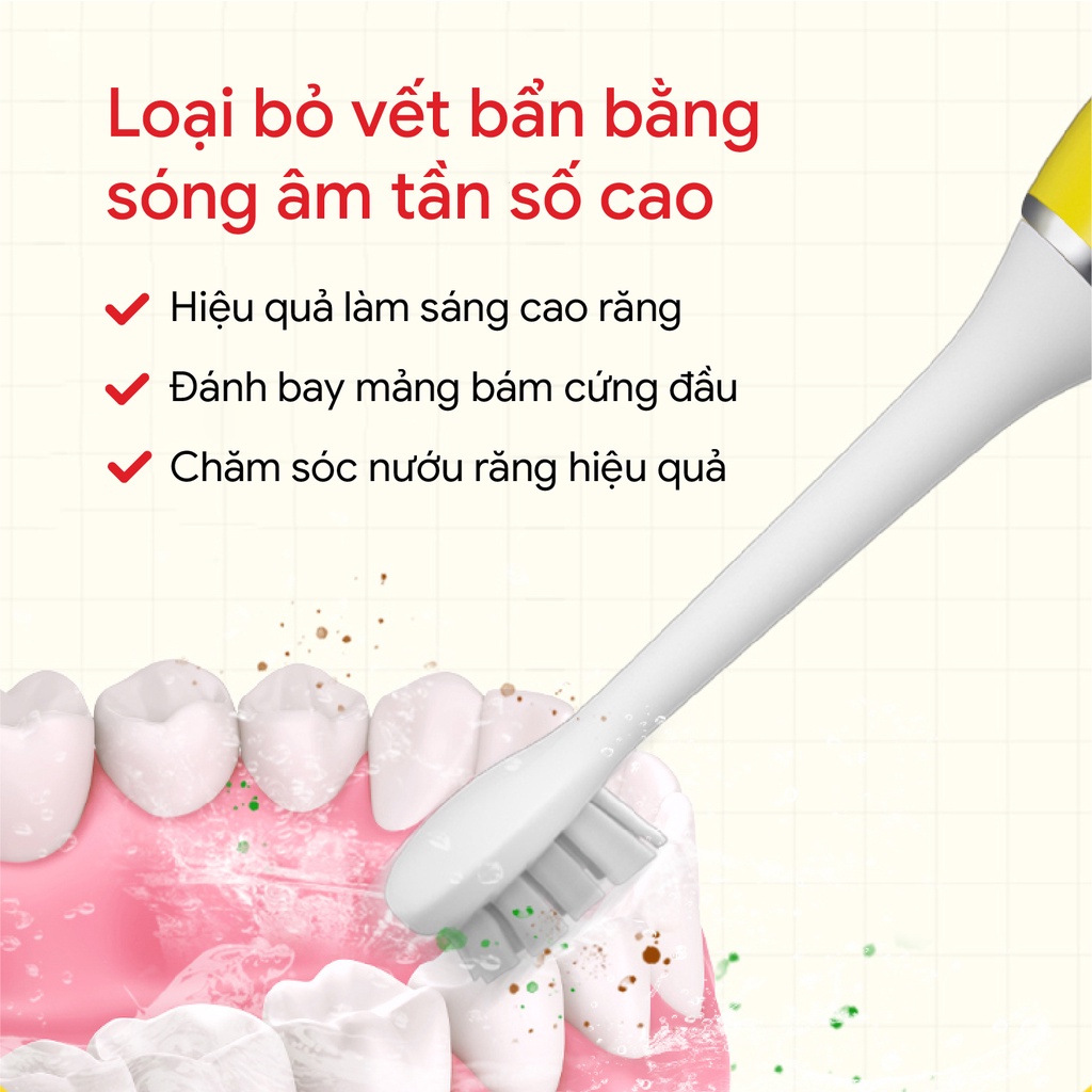 Bàn chải điện trẻ em phù hợp cho trẻ từ 3 tuổi - 12 tuổi 3 chế độ làm sạch răng T02