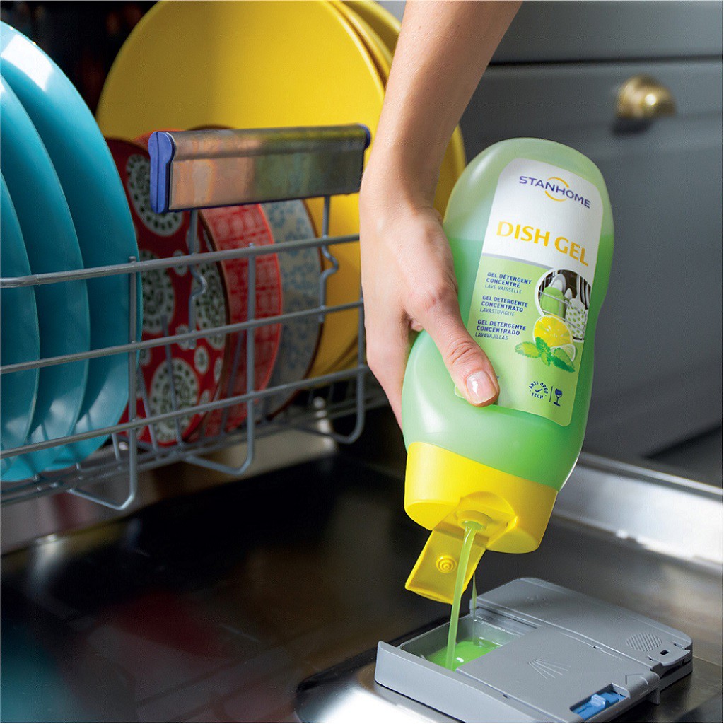 Gel rửa bát cho máy Stanhome - Dòng cao cấp All in 1 - Siêu đậm đặc - Siêu sạch - Tan 100% Hương chanh bạc hà tươi mát