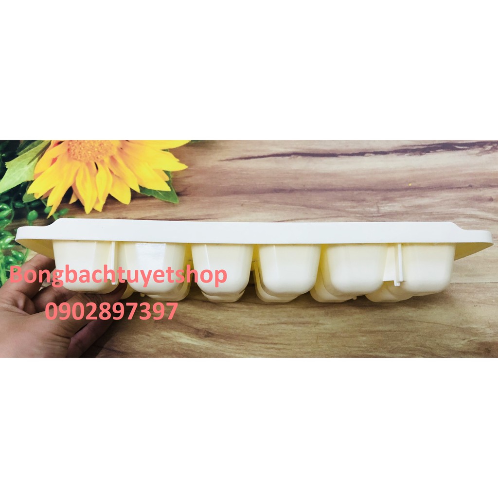 Khay đá vuông 12 viên HPL59 - Khuôn làm đá viên bằng nhựa tiện lợi 12 viên HOFACO