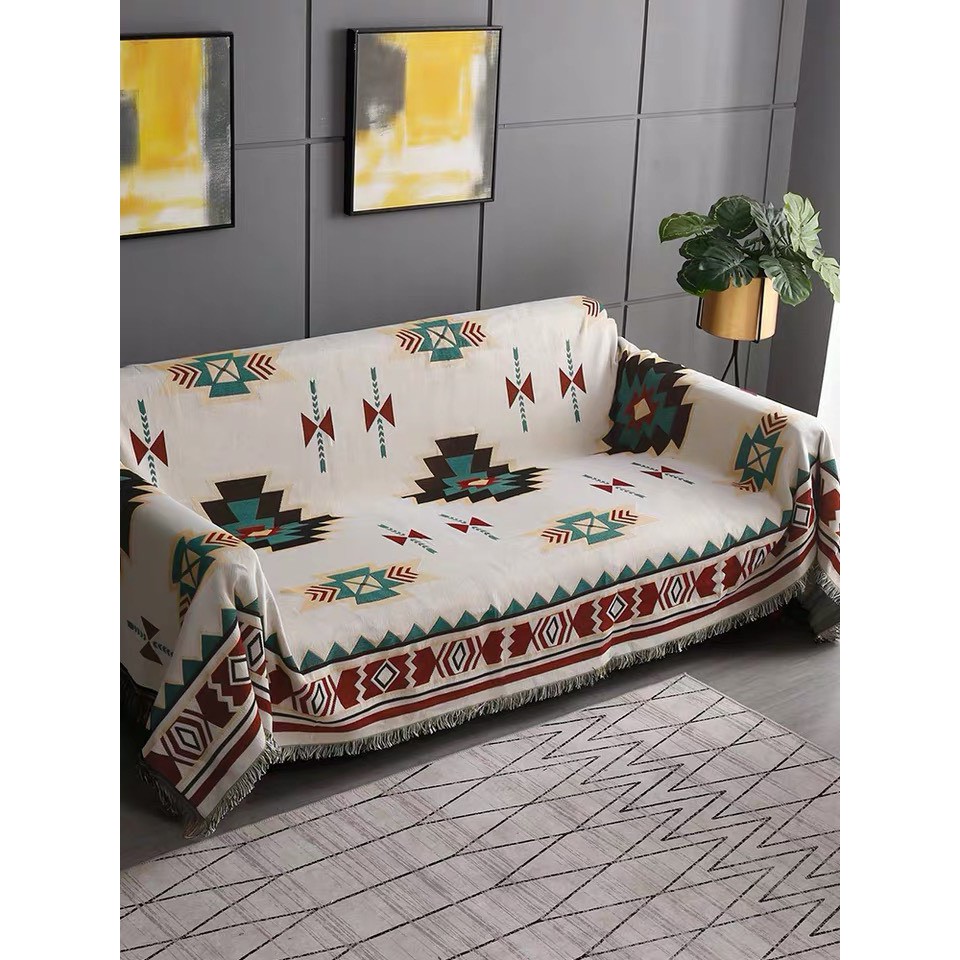 Thảm Sofa Vintage, Thảm Thổ Cẩm Trang Trí Phòng Khách Nhập Khẩu 1m8x2m3, Khăn phủ sofa