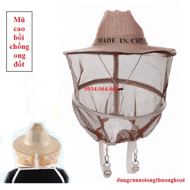 Mũ bắt ong Cao Bồi,mũ bảo hộ nuôi ong.
