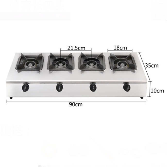 Bếp gas bán công nghiệp 4 họng - 4 cửa ngang