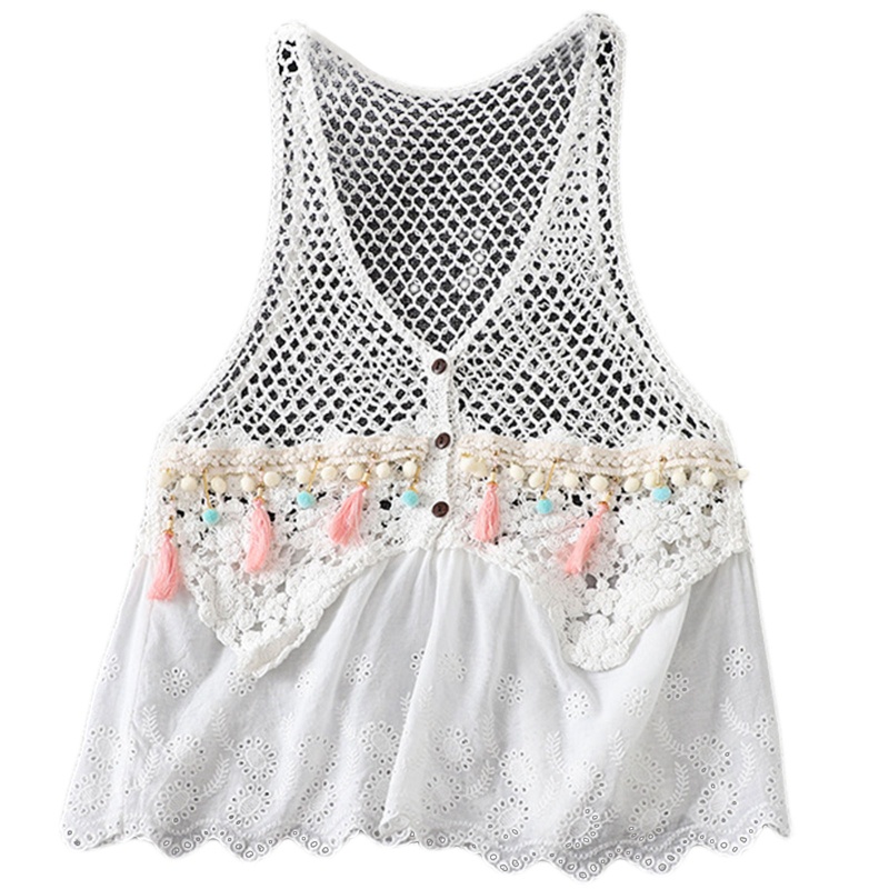 Áo Thun Không Tay Mùa Hè Có Dây Buộc Kiểu Dáng Đáng Yêu Phong Cách Boho Cho Nữ