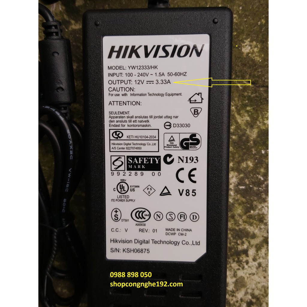 Adapter-nguồn đầu ghi hikvision 12v 3,33a chân 4 kim