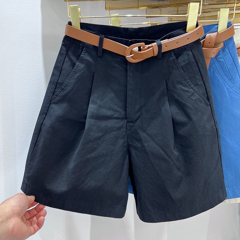 Quần Short Cotton Lưng Cao Màu Trơn Phong Cách Hàn Quốc Thời Trang Mùa Hè Hàng Mới 2022 Dành Cho Nữ