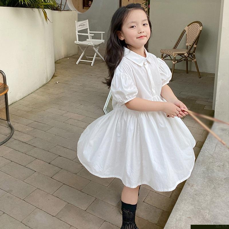 Đầm búp bê tay phồng dáng rộng thời trang mùa hè thanh lịch cho bé gái