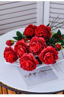 Hoa hồng lụa (cành 2 bông 1 nụ)