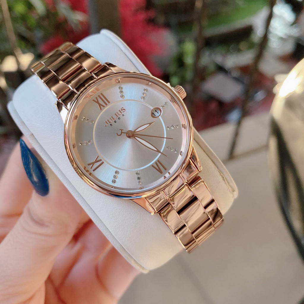 Đồng hồ nữ Julius Hàn Quốc JA-1218 dây thép có lịch sang trọng