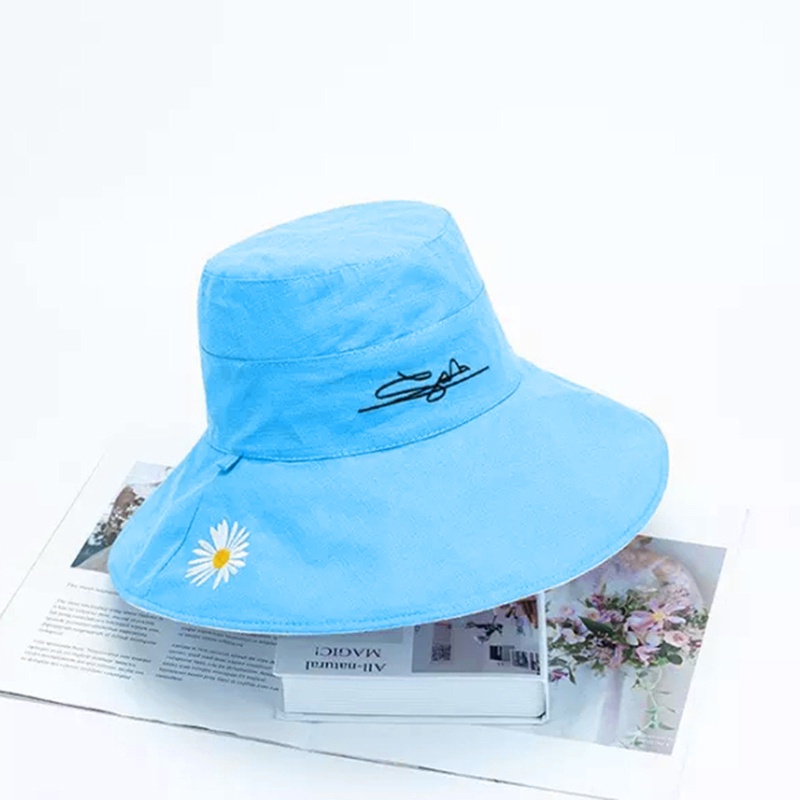 Nón Vành Rộng 2 Mặt Thêu Họa Tiết Hoa Cúc Phong Cách Cổ Điển Thời Trang Cho Nam Và Nữ