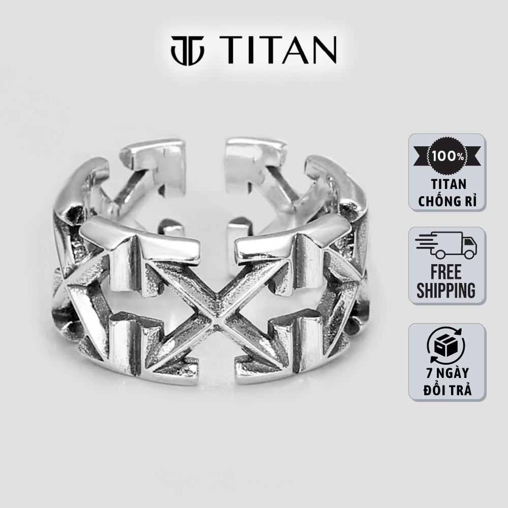 Nhẫn Nam Nữ Off White Thời Trang Freesize, Họa Tiết Mũi Tên HipHop Bụi Bặm Cá Tính, Màu Bạc 925 Ring Unisex TITAN SHOP