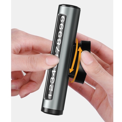 Bảng Số Điện Thoại Ô Tô Bằng Hợp Kim Nhôm Siêu Bền Hình Con Lăn ĐẾ XOAY 360 Độ Cho Mọi Loại Xe