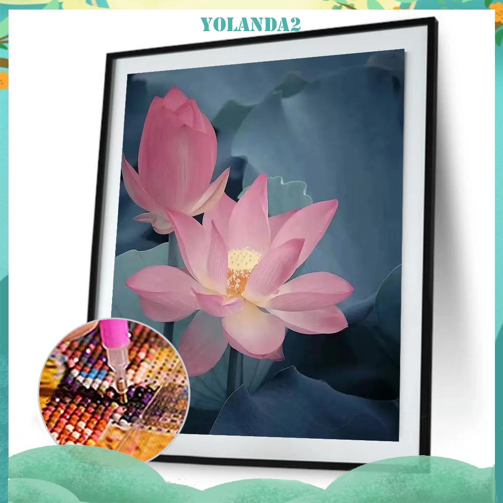 Tranh Đính Đá Kim Cương Toàn Bộ 5D DIY Hình Vẽ Hoa Sen