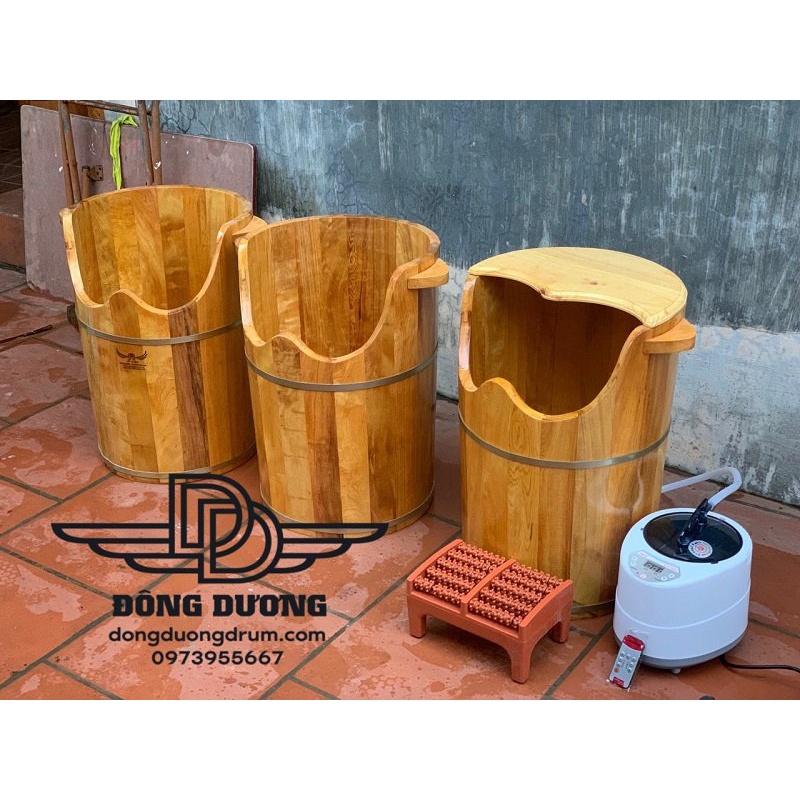 Thùng gỗ xông hơi chân kèm máy giúp làm giảm mệt mỏi, dễ chịu