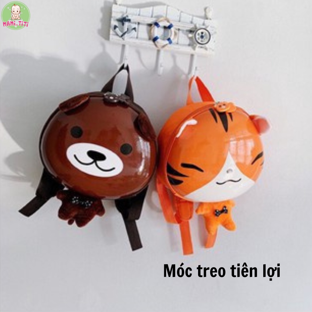 Balo cho bé mẫu giáo mầm non FREESHIP Balo trứng cho bé nắp nhựa hình thú chống va đập cho bé