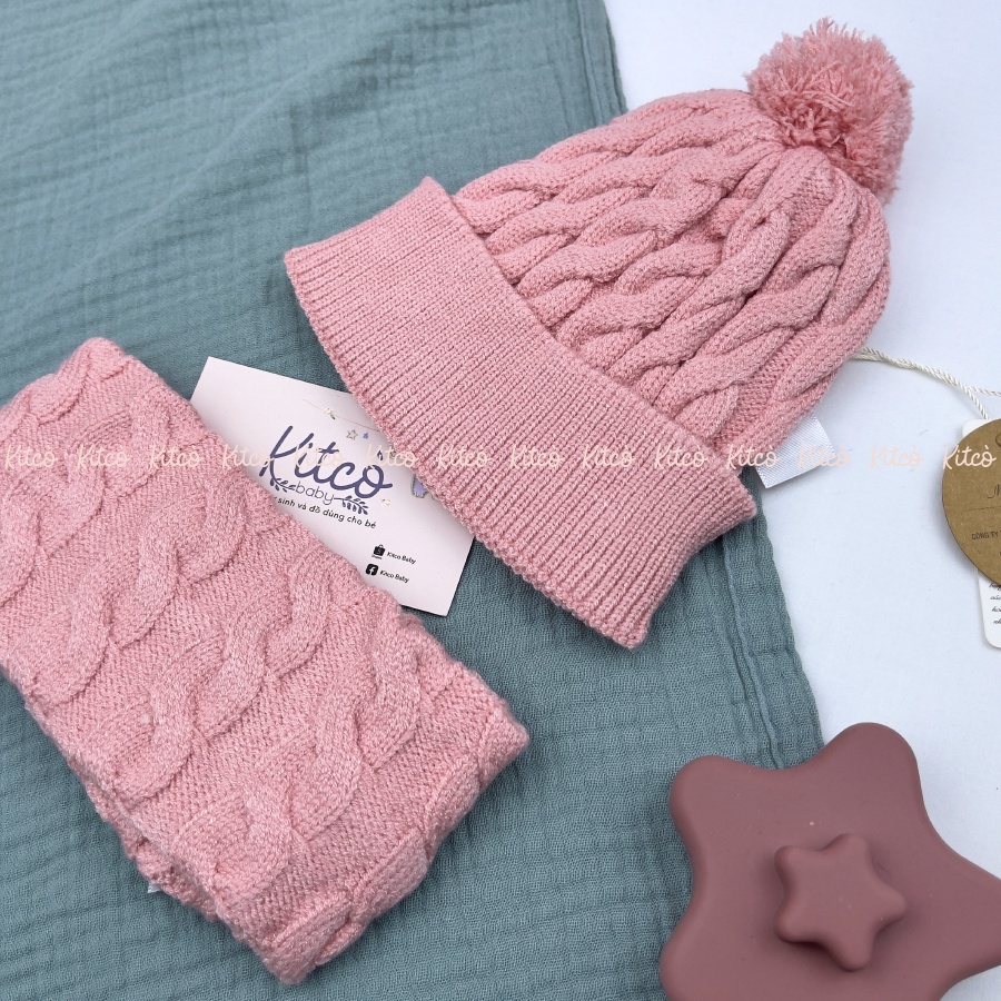 HRNEE Set khăn ống mũ len