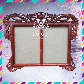 Khung ảnh thờ treo tường rồng đôi, Khung hình thờ treo song long 2 ảnh thờ 21x31