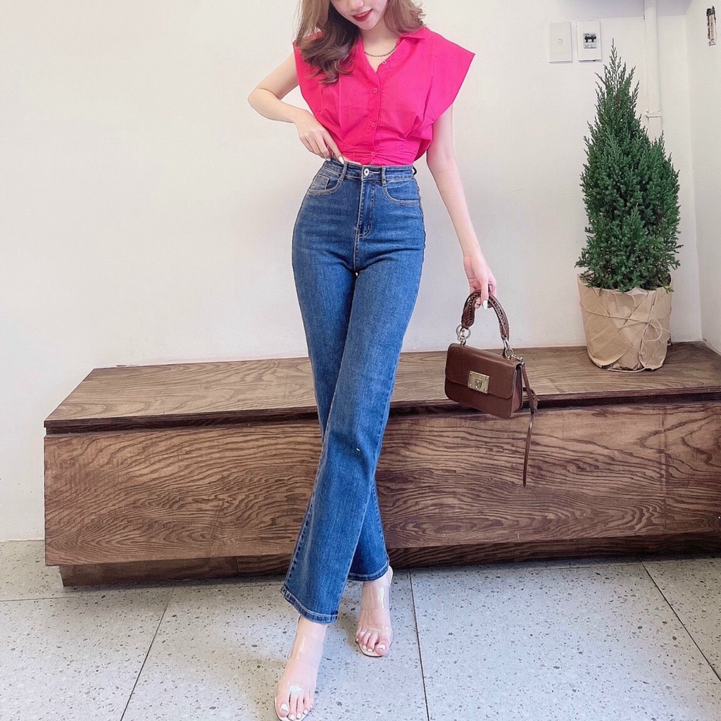 Quần Jean giãn Suông dài lai cuốn hàng Quảng Châu cao cấp NAMISA QJ08