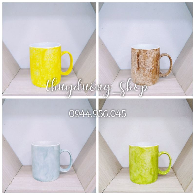 Cốc sứ uống nước quai C màu men đá