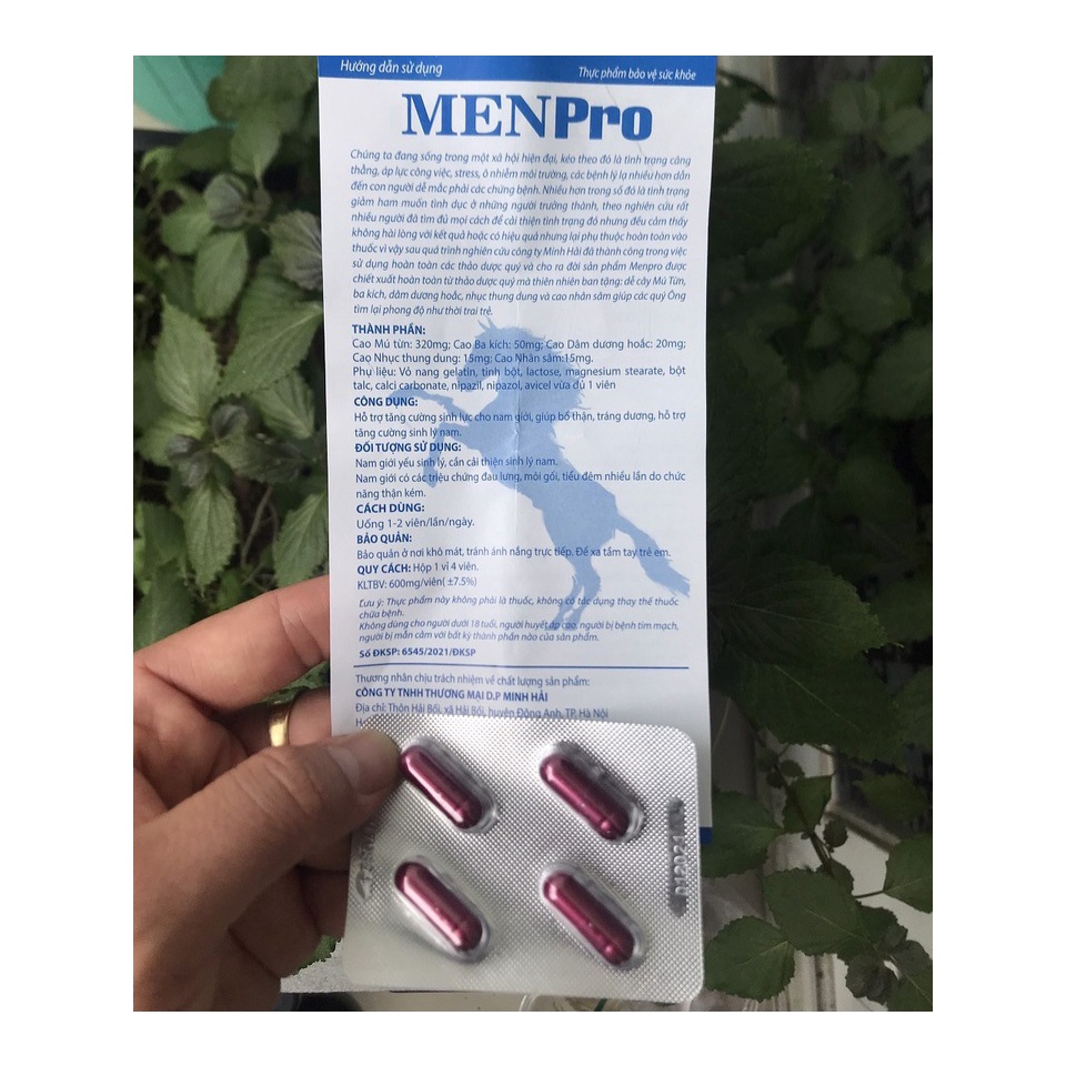 Viên Uống Menpro  Tăng Cường Sinh Lực, Tráng Dương và Tăng Ham Muốn Cho Nam Giới, hộp 4 viên