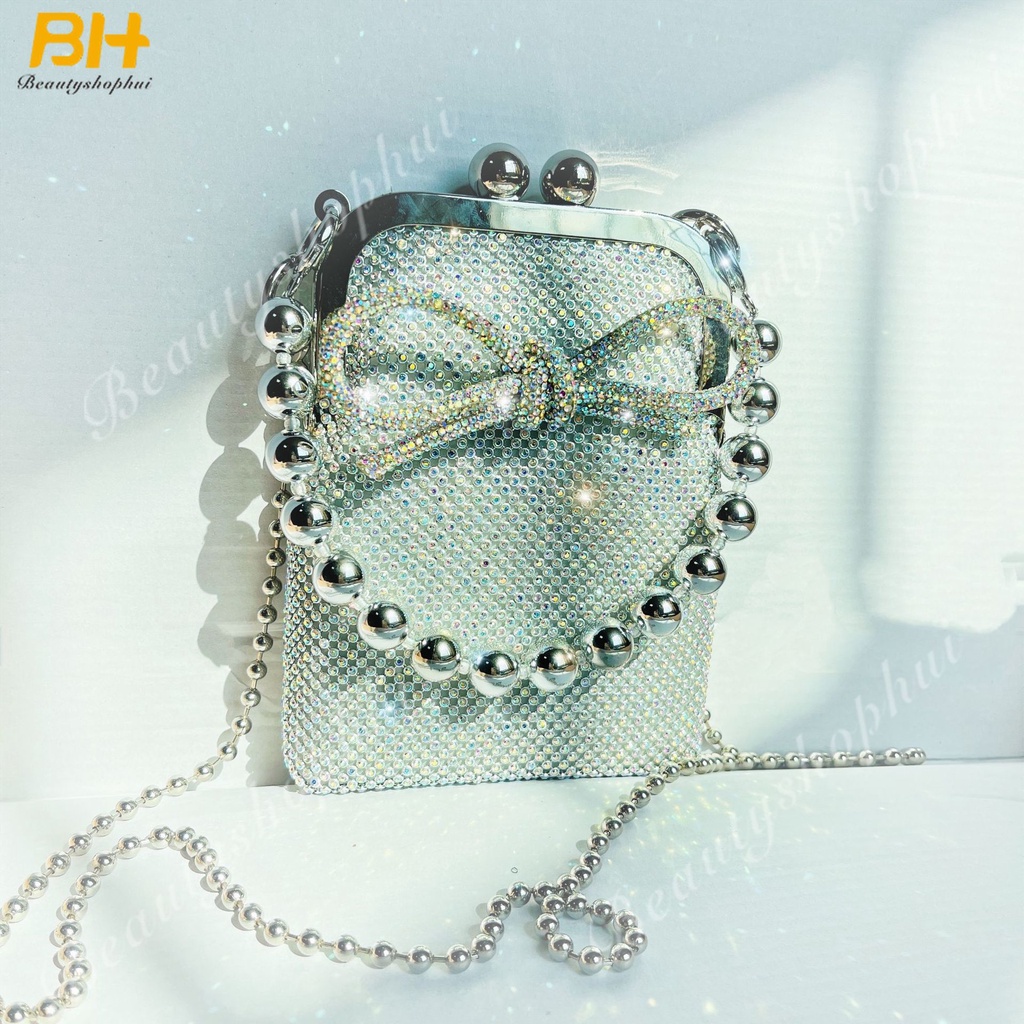 Túi Đeo Chéo Mini Đính Đá Thời Trang Mới 2022 Cho Nữ