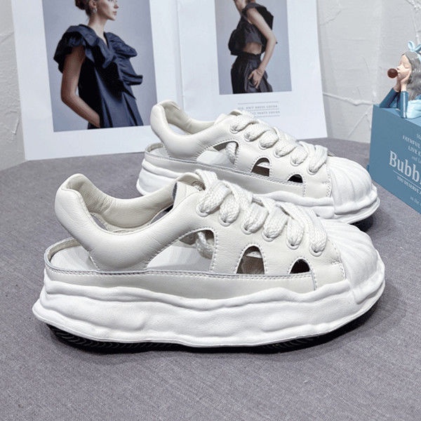 Jiashucheng Hàng Có Sẵn Giày Sandal Hở Ngón Đế Dày Khoét Lỗ Thoáng Khí Phong Cách Mới Mùa Hè Dễ Phối Đồ Cho Nữ