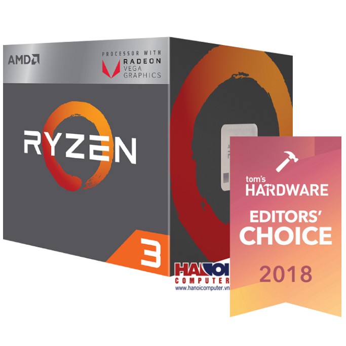 CPU AMD Ryzen 3 2200G (3.5GHz turbo up to 3.7GHz, 4 nhân 4 luồng, 6MB Cache, Radeon Vega 8, 65W) - Socket AM4