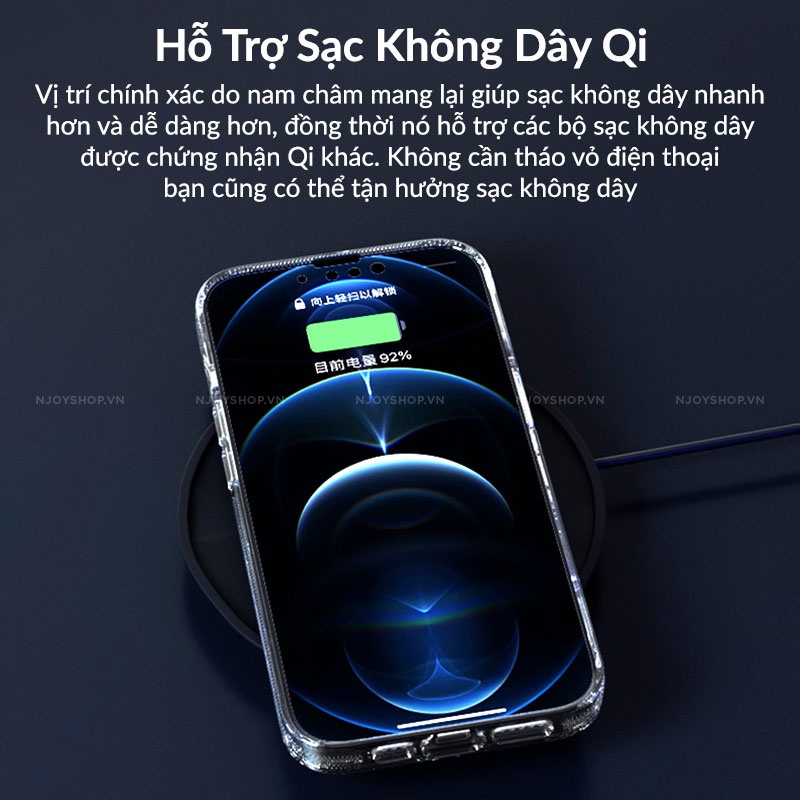 Ốp Lưng Hỗ Trợ Sạc Không Dây Zagg Trong Suốt Chống Sốc Cho Điện Thoại 13 Pro Max 12 Pro Max Njoyshop