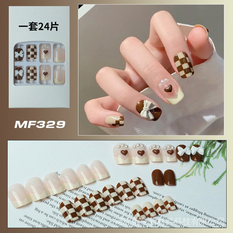 Keo Dán Móng Tay Đầu Vuông Ngắn Màu Trơn Có Thể Tháo Rời