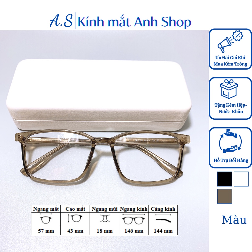 Gọng kính chữ nhật to thời trang chất liệu nhựa dẻo cốt kim loại bền đẹp 17166