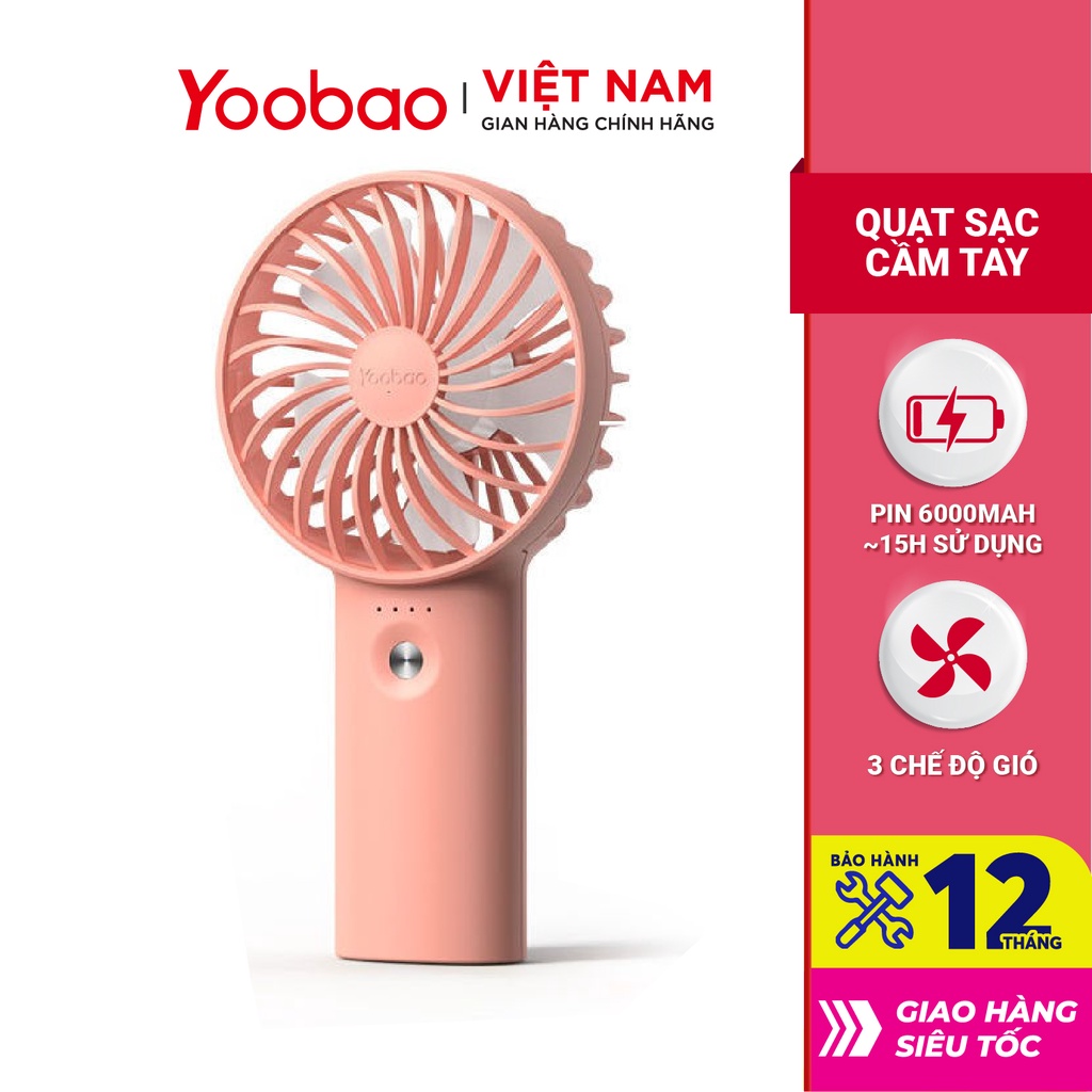 Quạt sạc mini để bàn làm việc YOOBAO F3 Pro 6000/5000mAh Kiêm sạc dự phòng - Hàng chính hãng - Bảo hành 12 tháng 1 đổi 1