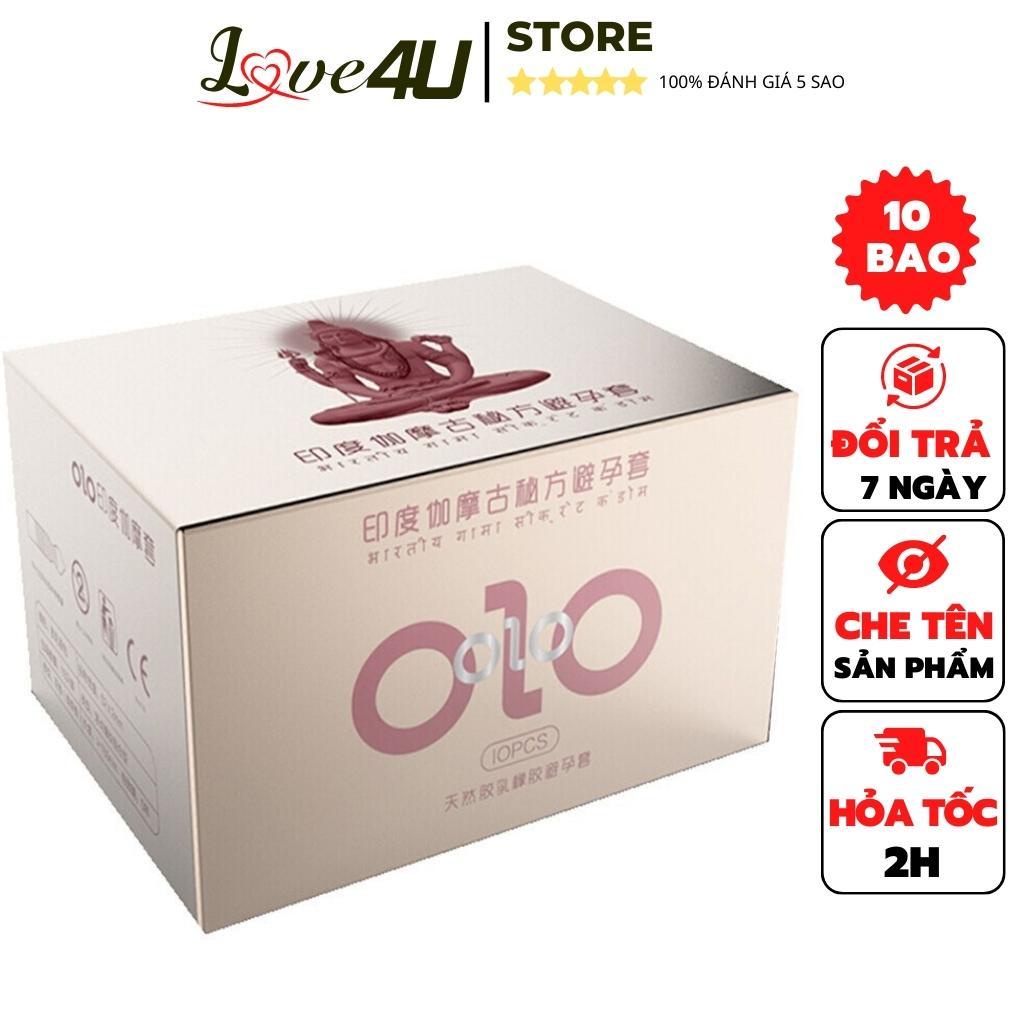 Bao cao su OLO gân gai liti mềm siêu mỏng nhiều gel bôi trơn kéo dài thời gian quan hệ hộp 10bcs B04- LOVE4U