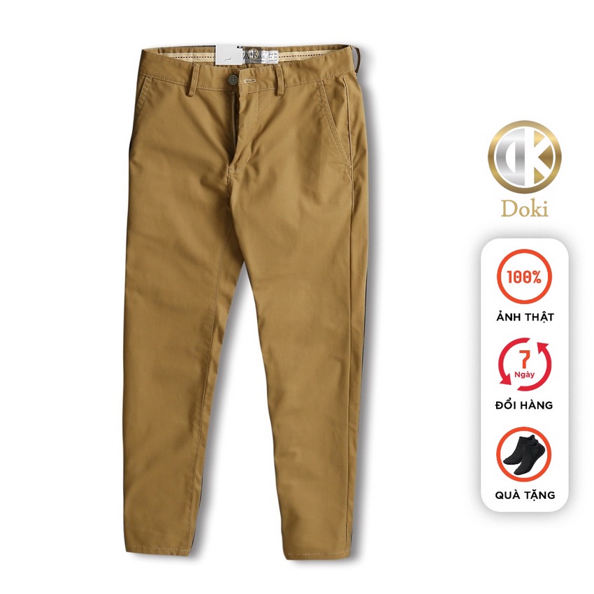 Quần Kaki Nam Cao Cấp Màu Nâu Quần kaki túi chéo dáng ôm đứng, chất vải co giãn thoáng mát - DOKI KC-09