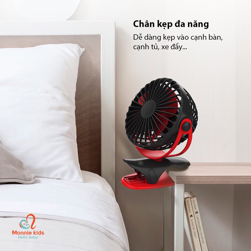 Quạt mini cầm tay YOOBAO F04 6400mAh, quạt tích điện mini kẹp xe đẩy cho bé - Monnie Kids