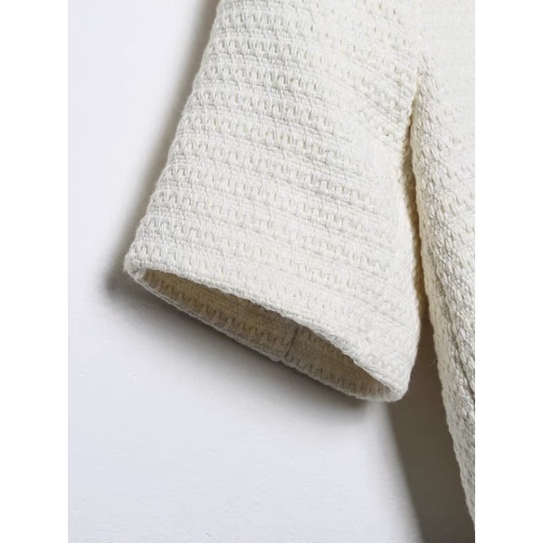 Set áo ngắn tay và chân váy công sở tweed cực sang chảnh