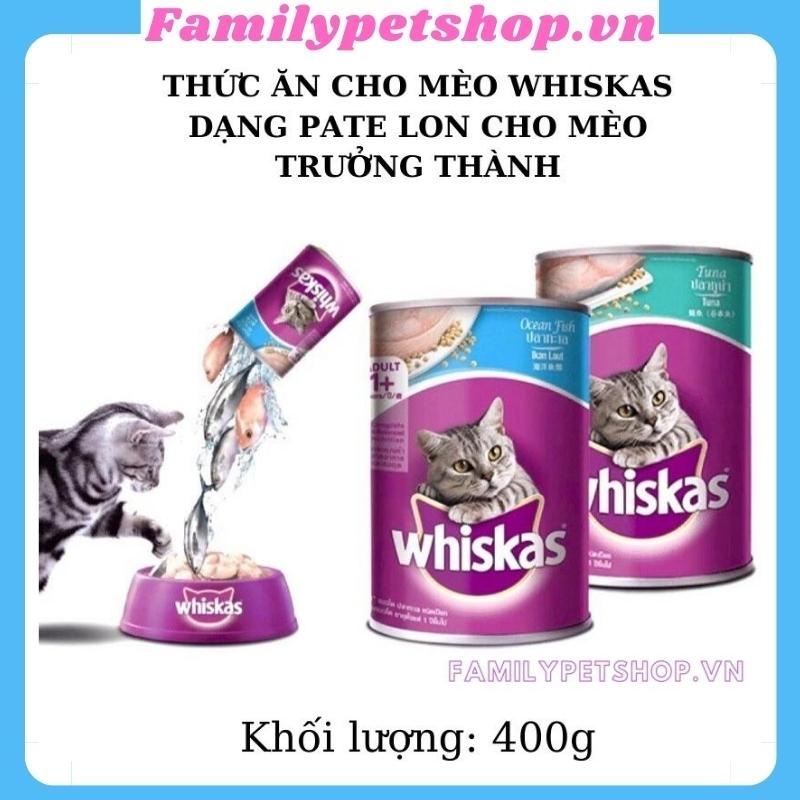Pate whiskas lon cho mèo lớn-thức ăn cho mèo-lon 400g-familypetshop.vn