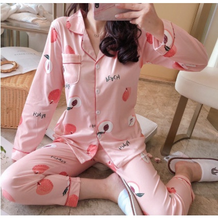 Đồ Bộ Mặc Nhà Dài Tay, Pyjama Nữ Cotton Chất Dày Ấm Đủ Màu Đủ Size