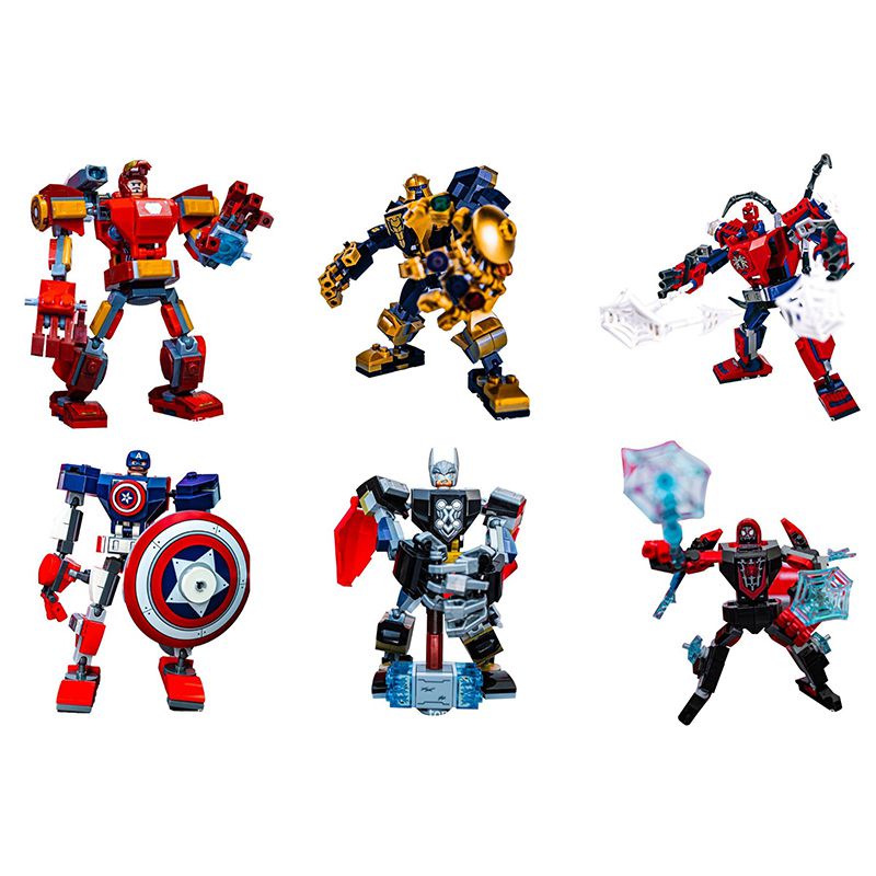 Mô Hình Đồ Chơi Lắp Ráp Nhân Vật Siêu Anh Hùng Marvel Spiderman Peter Parker Captain America Hulk Iron Man Thanos Miles Morales