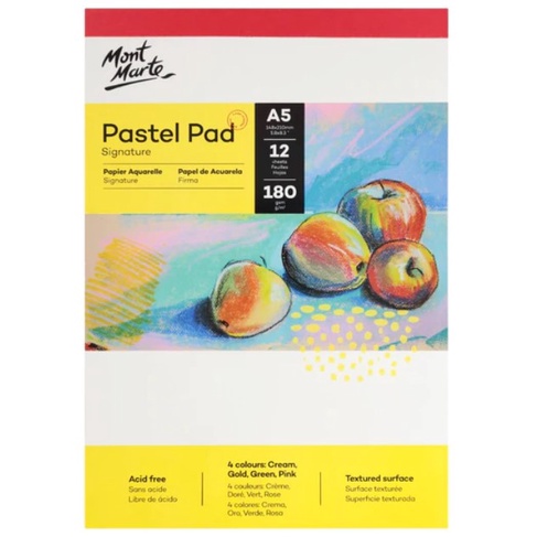 Sổ vẽ pastel Mont Marte - Pastel Pad - A3/A5 - 180gsm - 4 màu giấy (Cream, Gold, Green, Pink)