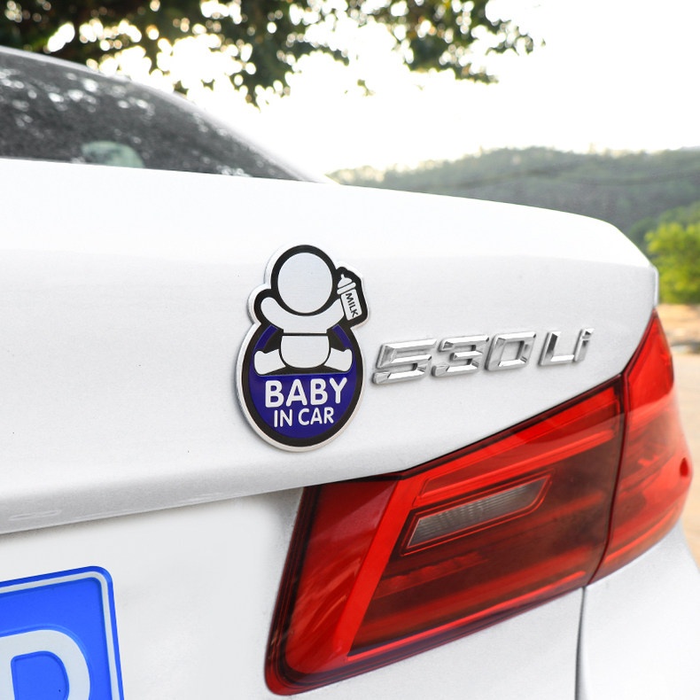 Tem nhôm Baby In Car dập nổi cao cấp dành cho ô tô, decal dán xe hơi - Kcar