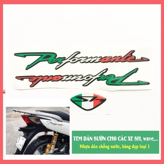 Tem dán phuộc Performanle và logo SH, chất liệu nhựa dẻo chống nước, dán được cho nhiều xe máy
