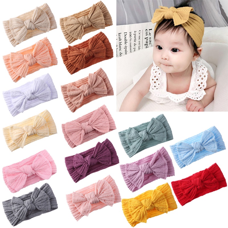 1 Băng Đô Thắt Nơ Bằng Nylon Mềm Co Giãn Cho Bé Gái Sơ Sinh