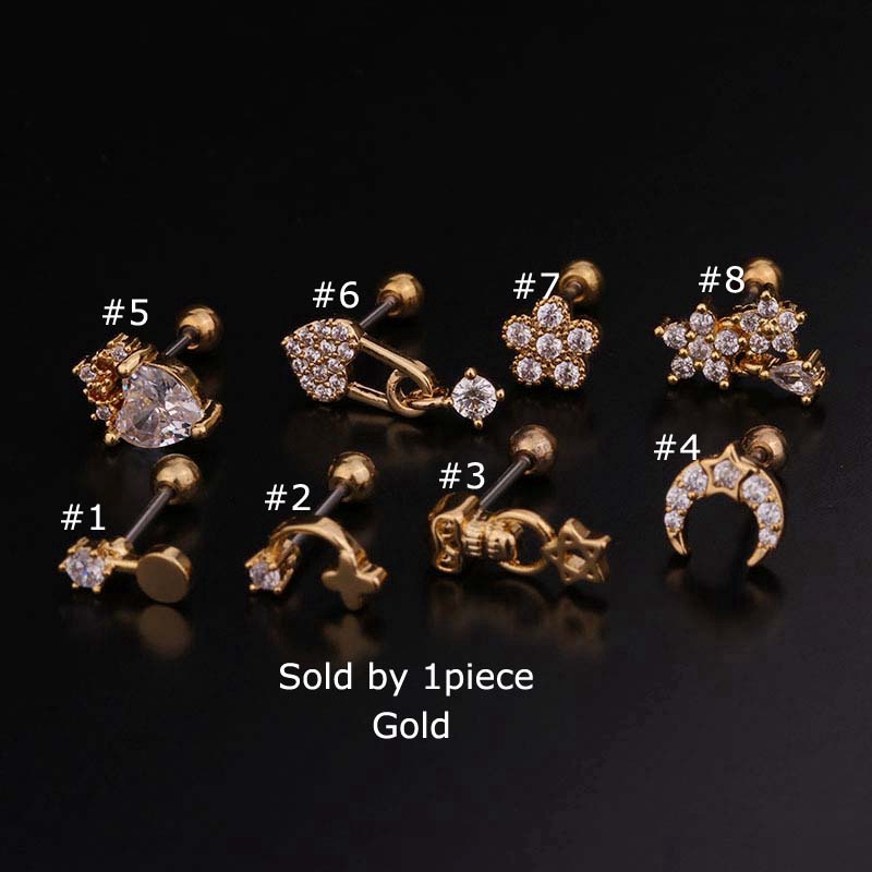 Khuyên tai bằng thép không gỉ đính đá zircon thời trang
