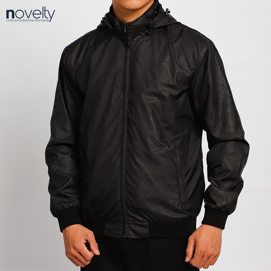Áo jacket nam in chìm nón rời Novelty trượt nước màu đen 2203162